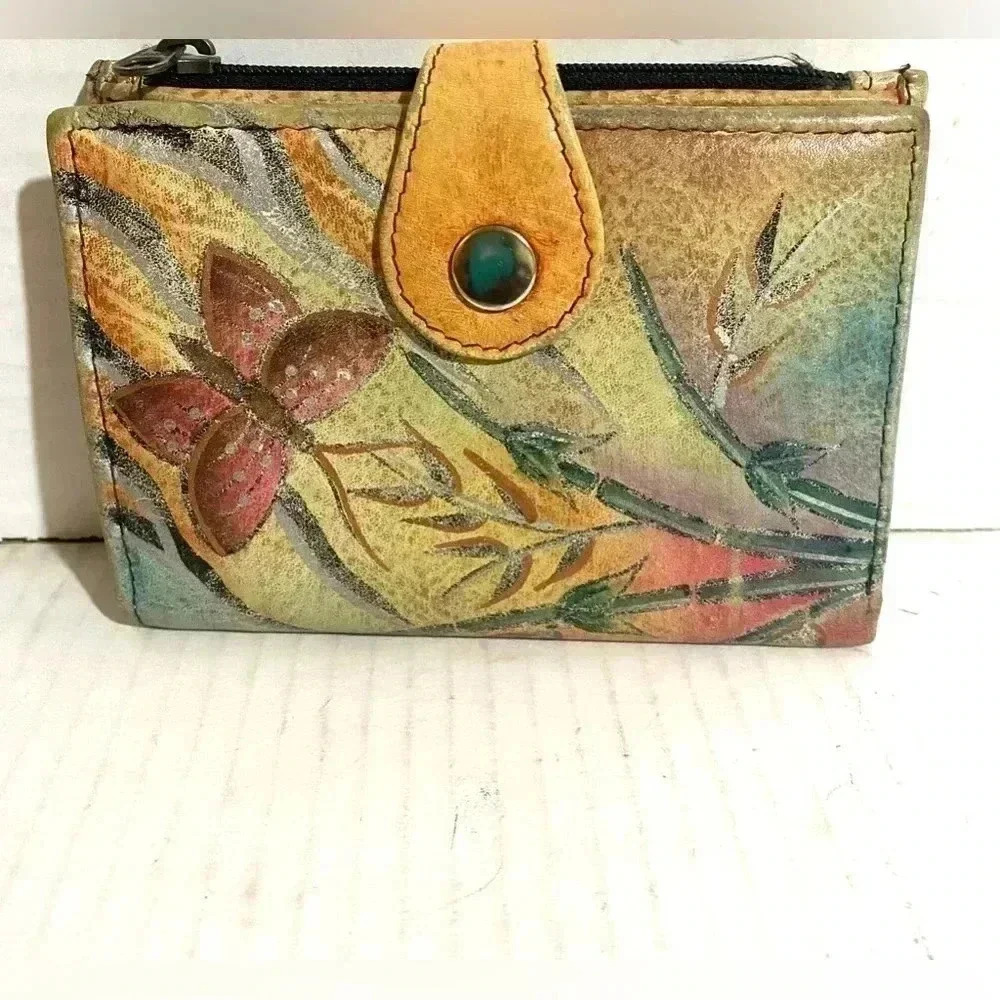 Anuschka multicolor print leather wallet